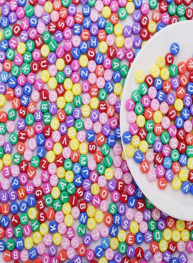 Dhruv Crafts Acrylic Round A to Z Alphabet Letter Beads Multicolor 6mm for Jewellery Making, DIY Bracelets, Necklace, Key Chains and Kids Jewellery (500 Pieces, 7x4mm Alphabet) - Image 3